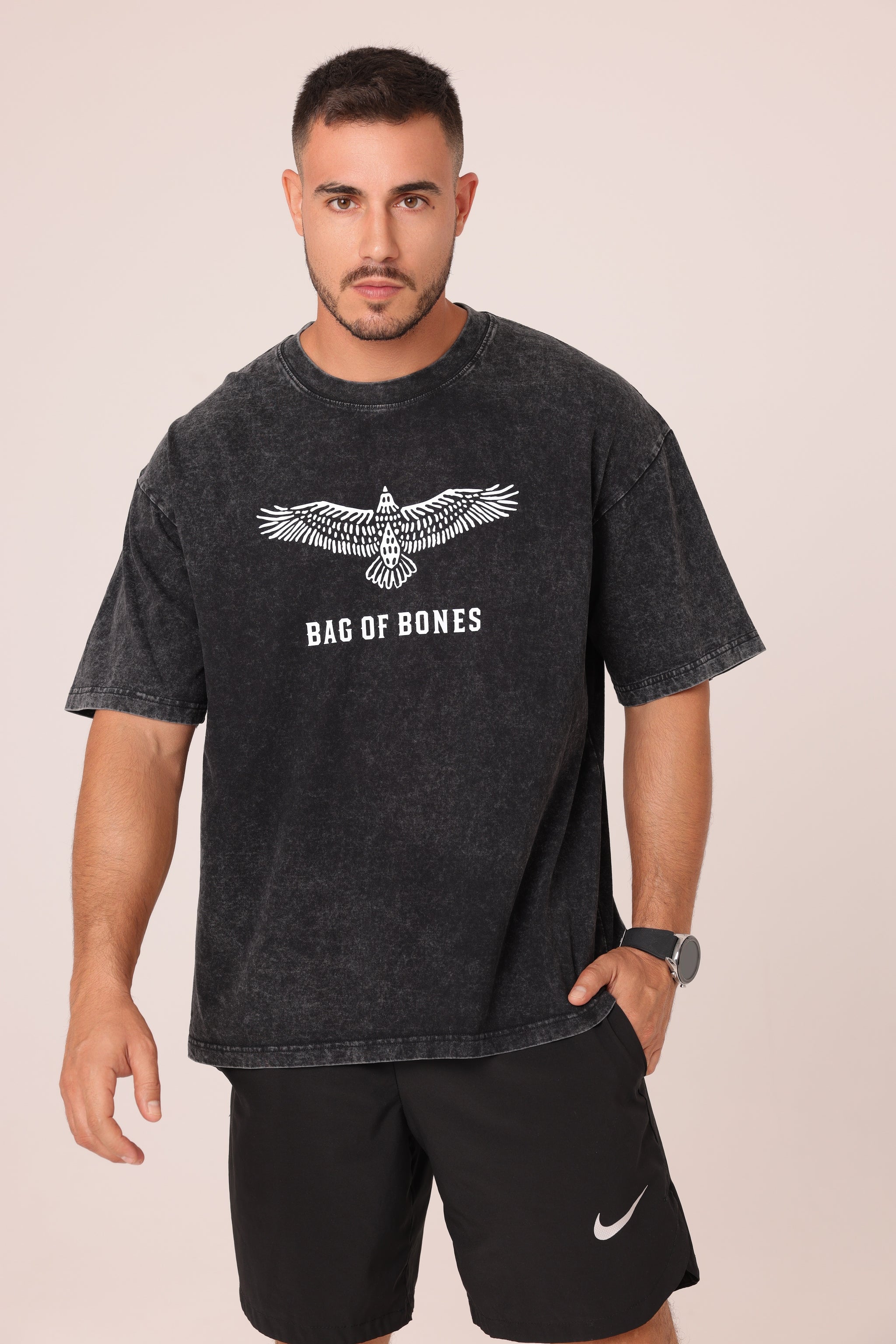 Oversized Acid Washed T - Flying Bird