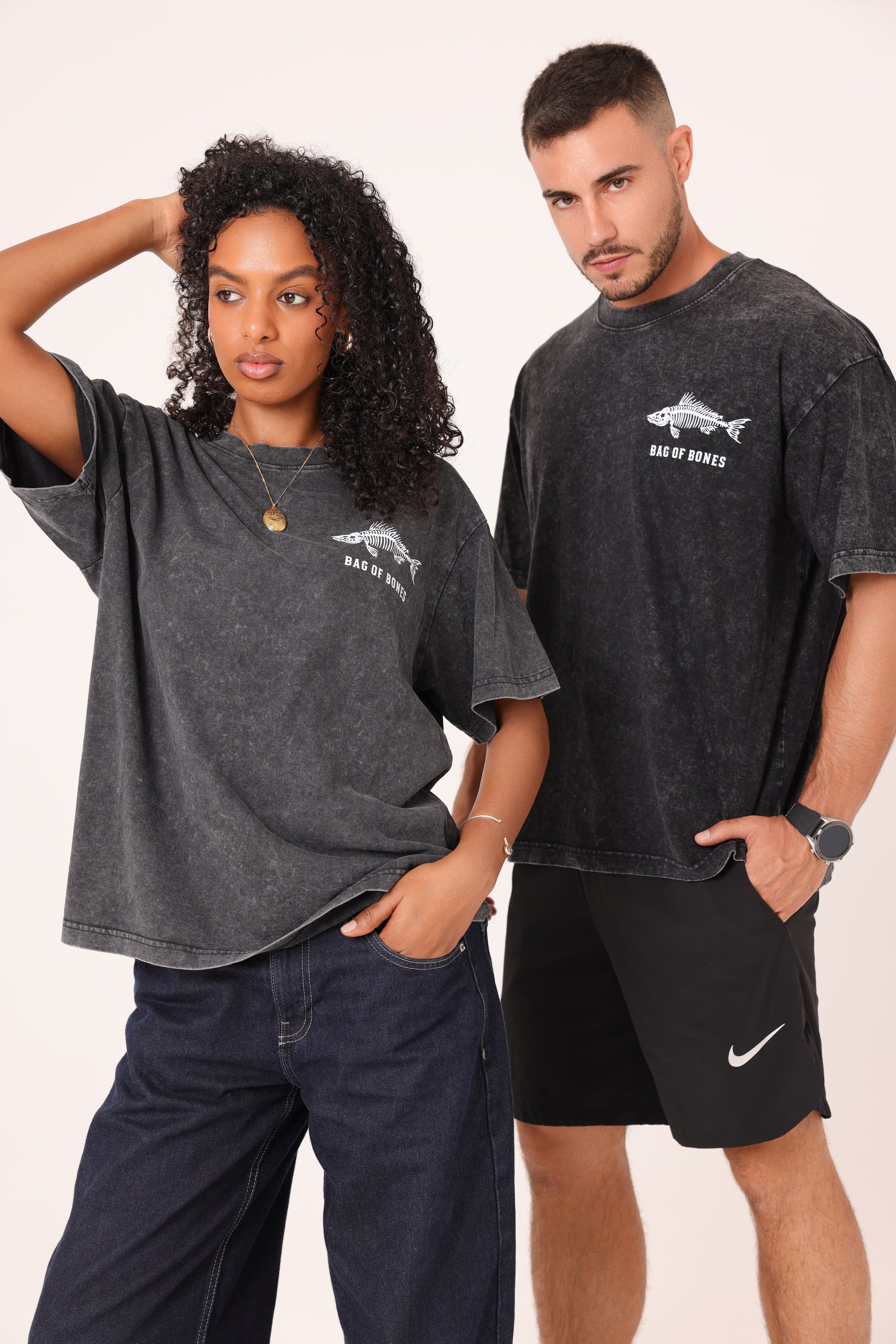 Oversized Acid Washed T - Fish Bone
